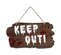 Halloween Party Decorations for Front Door Halloween Imitation Wooden Door Decor Stuff to Dangle from Door for Halloween with Bloody Handprint Decorations for Haunted House Halloween Party