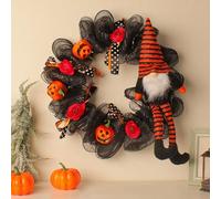 Halloween Party Decorations Halloween Wreath Various Types Of Wreaths Wreath Hanging Decorations For Front Door Indoor Outdoor Party Ghost(Black,40cm)