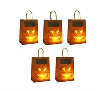 Halloween Party Decorations Luminary Bags - 5-Pack Flame Resistant Paper Candle Sacks with Handles for Candy, Goodie Poke, Pathway and Yard Decor (Gr ay 5pcs)