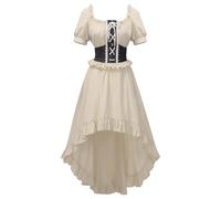 Halloween Party Dress For Women Festival Fancy Witch With Hooded Cape Waist Smocked A-Line Dresses Elegant High-Low Hem Traditional Medieval Irish Gothic Victorian