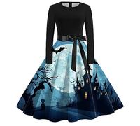 Halloween Party Dress For Women Festival Fancy Witch With Hooded Cape Waist Smocked A-Line Dresses Renaissance Elegant Zombie Bride Role Play Teens/Women