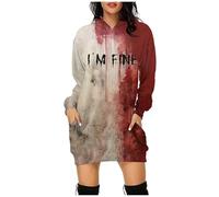 Halloween Party Dress For Women Renaissance Hoodie Cocktail Casual Mini Ladies Bloody Printed Costume Costumes Dresses Zombie Bride Role Play Gothic Victorian