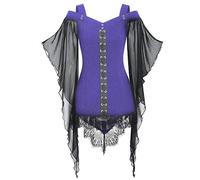 Halloween Party Dress For Women Skeleton Bodycon V Neck Half Moon Sexy Short Sleeve Lace-Up Victorian Carnival Cosplay