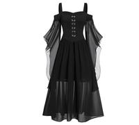 Halloween Party Dress For Women Vintage Elegant A-Line Ladies Bloody Printed Costume High-Low Hem Victorian Short Teens/Women