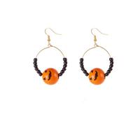 Halloween Party Earrings for Women Ghost Pumpkin Spider Bat Cat Dangle Earrings Red Spider Web Bead Drop Hoop Earrings Cute Funny Black White Spooky Ghost Pendant Earring Colorful Beaded Circle