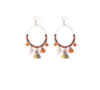 Halloween Party Earrings for Women Ghost Pumpkin Spider Bat Cat Dangle Earrings Red Spider Web Bead Drop Hoop Earrings Cute Funny Black White Spooky Ghost Pendant Earring Colorful Beaded Circle