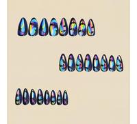 Halloween Party Fake Nails 24Pcs Ghosted Spiders Web Design Almond Shape Nails For Costume Event Accessories 24pcs/set Colored Bat Press On Nail