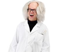 Halloween Party Fancy Dress Wig Old Man Bald Einstein Mad Professor Wig Black White Costume Party Novelty Balding Wig Semi-bald Crazy Scientist Supplies for Women Men