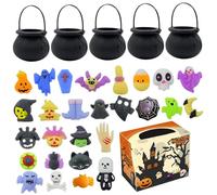 Halloween Party Favors, Cute Soft Halloween Toys with Plastic Cauldron, 33PCS/Set DIY Stress Relief Fidget Toys for Kids Trick or Treat Party Prizes Gifts