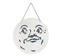 Halloween Party Halloween Wood Hanging Door Sign Man In The Moon Face Wooden Hanging Door Sign Cartoon Moon Wall Pediments Front For Home Christmas Tree Decora (White, 20x20x1cm)