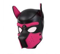Halloween Party Masks Dog Hood Mask Cosplay Full Head+Ears Halloween Party Latex Mask (Pink)