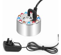Halloween Party Mist Maker, Mini Ultrasonic Water Pond Fountain Fogger 12 LED Light Flashes Aluminum Atomizer Air Humidifier for and Rockery Fish Tank Vase Birdbath Decor