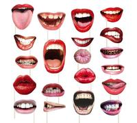 Halloween Party Photo Booth Props,20pcs Funny Mouth Lips Photo Booth Prop with Wood Stick,Multicoloured Cardboard Carnival Wedding Birthday Graduation Halloween Christmas Accessories
