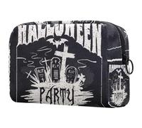 Halloween Party Poster Cosmetic Bag for Women, Travel Toiletries Bags Large Makeup Handy Pouch Organiser Bag with Zipper