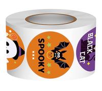 Halloween Party Sticker Candy Bag Seal with Pumpkins Ghostly Bat Designs and Secure Adhesion Gift Packaging Label Strong Adhesive Halloween Sticker