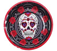 Halloween Party Supplies - 9 Inch Halloween Party Plates, Skull Halloween Paper Plates Day of the Dead Tableware (16 PCS)