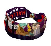 Halloween Party Vampire Zombie Devil Wizard Elastic Headbands for Women, Wide Hairband, Non-Slip Headband, Sweatband Yoga Head Band for Workout, Sport, Gym, Running, Fitness