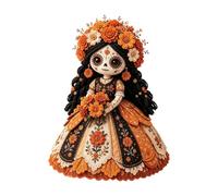 Halloween Patch Fabric Craft, Horrible Relaxing Festive Skeleton Girl Set
