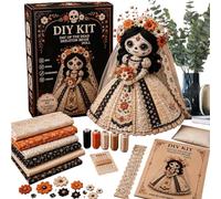 Halloween Patch-Work Doll DIY Kit,Day of The Dead Skeleton Doll Sewing Set