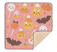 Halloween Pattern - Candy Theme Cute Foldable Baby Playmat for Floor Comfortable Baby Play Tummy Time Mat for Baby Toddler Infant, 50'' x 50''