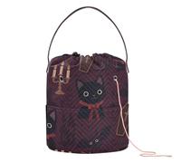 Halloween Pattern - Vampire Mansion Theme Crochet Storage Crochet Project Bag with Holes Crochet Tote for Art Supply Knitting Crochet