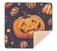Halloween Pattern with Pumpkins and Candies Large Non-Slip Baby Activity Play Mat for Floor Cozy Breathable Playroom Activity Mat for Baby Kids Toddlers Infants, 50'' x 50''