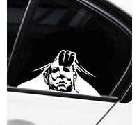 Halloween Peeking Car Decal, Nouiroy 2PCS Funny Horror Killer Michael Peeking Sticker for Cars Thriller Myers Eyes Vinyl Stickers Scary Decals Car Bumper Decor Vehicle Window Wall Truck SUV, White