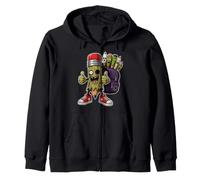Halloween Pencil Zombie School Monster Costume Teacher Kids Zip Hoodie