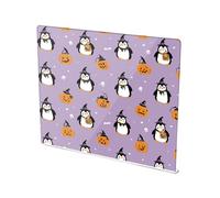 Halloween Penguin Pumpkin Acrylic Cutting Board with Counter Lip Non-Slip Cutting Plate for Kitchen Countertop