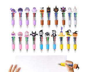 Halloween Pens, Ghost Pumpkin Witch Pens - Quick Dry 4 Colors Cute Ergonomic Halloween Stationery for School Business Studying Teacher Journaling