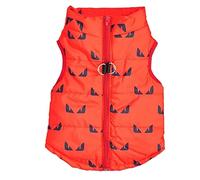 Halloween Pet Accessories Lightweight Jacket for Teddy & Pom with Leash Hook Warm Vest Coat Ideal for Seasonal Celebrations (Red, S)