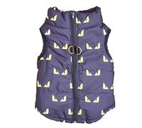 Halloween Pet Accessories Lightweight Jacket for Teddy & Pom with Leash Hook Warm Vest Coat Ideal for Seasonal Celebrations (Navy, XL)