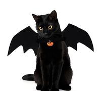 Halloween Pet Apparel Cats Bat Wings Costumes with Pumpkin Bell Pet Halloween Cosplay Party Dress Up Costumes with Pumpkin Bells The First Choice for Cute Cats and Dogs Dressing Accessories (Black)