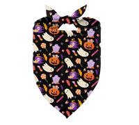Halloween Pet Bandana, Cute Pet Kerchief with Candy Ghost Pumpkin Skull Cup Pattern, Adjustable Comfortable Triangle Dog Scarf, Halloween Party Dogs Bandanas