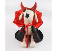 Halloween Pet Cape Costume Vampire Cloak Funny Devil Horns, Cat Dog Headgear Adjustable Straps, Washable Pets Clothes for Small and Medium Dogs,Cat，Red (Color:Black)