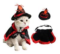 Halloween Pet Cape & Hat Set, Adjustable Funny Wizard Style Costume | Polyester,Comfortable to Wear,for Cats Kittens Dogs Puppy Everyday Life,Cosplay, Party,Halloween Holiday Photo Shoot
