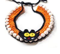 Halloween Pet Costume Crochet Scarf - Purple Spider Bib for Cats & Small Dogs, Handmade Knitted Kitten Outfit, Cute Festival Clothing(S)