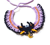 Halloween Pet Costume Crochet Scarf - Purple Spider Bib for Cats & Small Dogs, Handmade Knitted Kitten Outfit, Cute Festival Clothing(M)