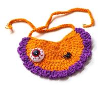 Halloween Pet Costume Crochet Scarf - Purple Spider Bib for Cats & Small Dogs, Handmade Knitted Kitten Outfit, Cute Festival Clothing(S)
