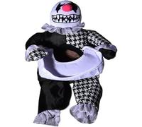 Halloween Pet Costume Demon Dog Apparel Devil Cat Clothes Funny Ghost Cosplay Novelty Party for Small Medium Large Dogs,Black and white grid(Size:Small)