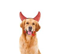 Halloween Pet Costume Devil Horn Headdress - Felt Adjustable Elastic Headband for Dogs Cats, Funny Demon Cosplay Accessory for Halloween Party (Red horns M)