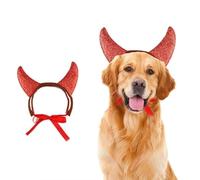 Halloween Pet Costume Devil Horn Headdress Headband - Felt Demon Cosplay Accessory for Dogs/Cats, Adjustable Size Decoration for Halloween Party (Red M Horns)