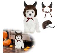 Halloween Pet Costume Devil Horn Headdress Headband - Felt Demon Cosplay Accessory for Dogs/Cats, Adjustable Size Decoration for Halloween Party (Black S set)