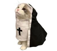Halloween Pet Costume: Fits Small Cats, Medium Dogs, Funny Nun Habit, Polyester Cosplay Robe, Cute Sister Outfit | Adorable Jersey Role Play Clothes P