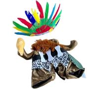 Halloween Pet Costume Indian Outfit Dog Funny Cat Clothes for Taking Pictures Creativity Kitty Cosplay Apparel for Cats, Small Medium Dogs,brown (Size:Large)