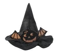 Halloween Pet Hat - Adjustable Witch & Bat Design | Spooky Pumpkin Headwear for Medium Dogs | Non-Shed Pet Costume Accessory