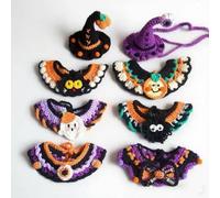 Halloween pet headband collar hoodie towel cat and dog decoration Halloween costume handmade knitted wool funny costume (Eye popping demon, S)