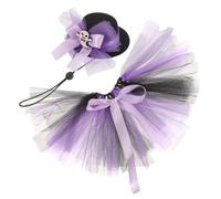 Halloween Pet Tutu Skirt and Hat Costume Purple Gauze