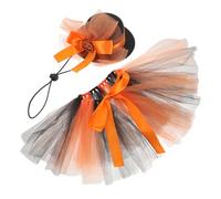 Halloween Pet Tutu Skirt Costume with Hat Orange Gauze for Dog Cat