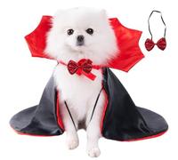 Halloween Pet Vampire Cape, Halloween Pet Vampire Cloak Costume Red & Black Vampire Cloak with Neck Armor with Bow Tie Stand-Collar Dogs Cape Wizard Outfit for Small Dogs Cats